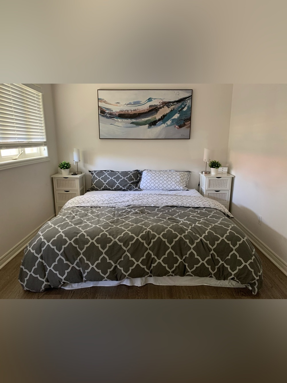 Gray and White Reversible Geometric Comforter Set - Brand Unspecified